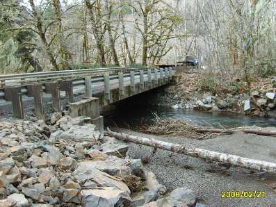 This is a photograph of a bridge on Foss Road crossing Cronin Creek